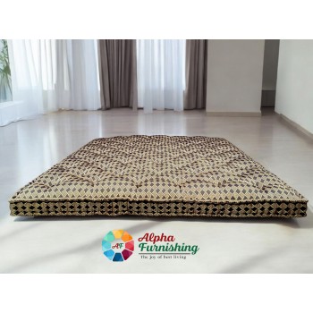 Sale Active 6 x 6 Feet Box Type Cotton King Size Mattress For Back pain Relief| Rui ka Gadda - Golden Brown Color (72 x 72 Inch)